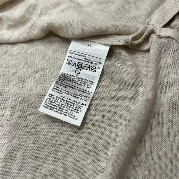 NWT Old Navy Linen Blend Short Sleeve Shirt Sz 3X Beige Coastal Casual V-Neck - Picture 5 of 7